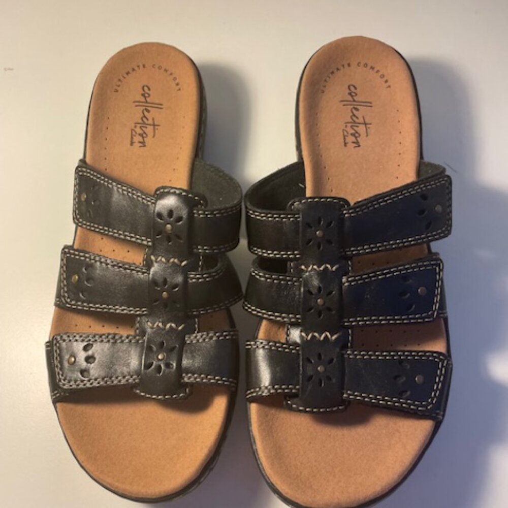 Clarks Womens Leisa Spring Leather Sandal Size 7 NEW